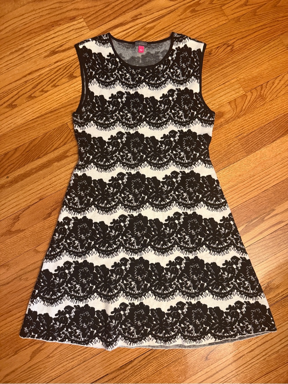 Lace patterned sweater dress